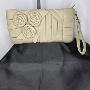 Elegant Cream Clutch with Floral Design